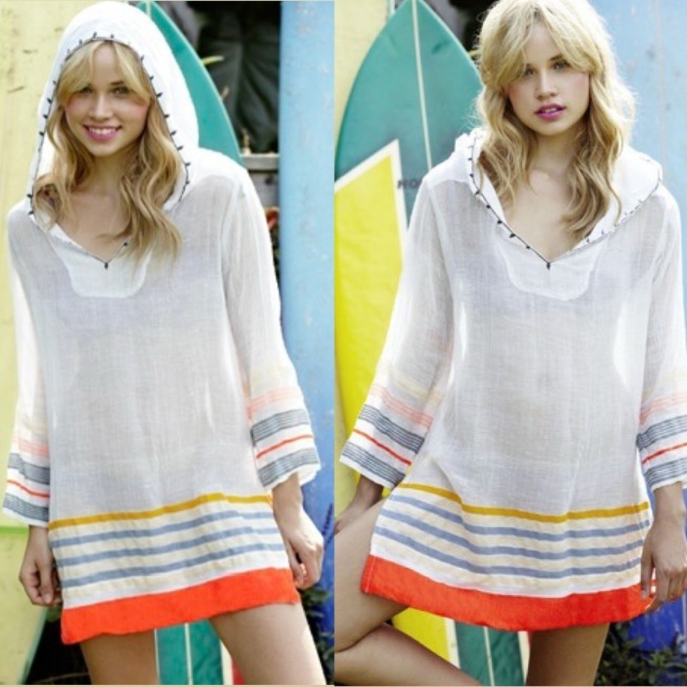 Lemlem Vibrant Striped gauze cotton bikini cover up Tunic size small colorful